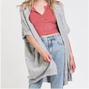 Heather Gray Open-Front Women's slouchy cardigan Sweater, pockets